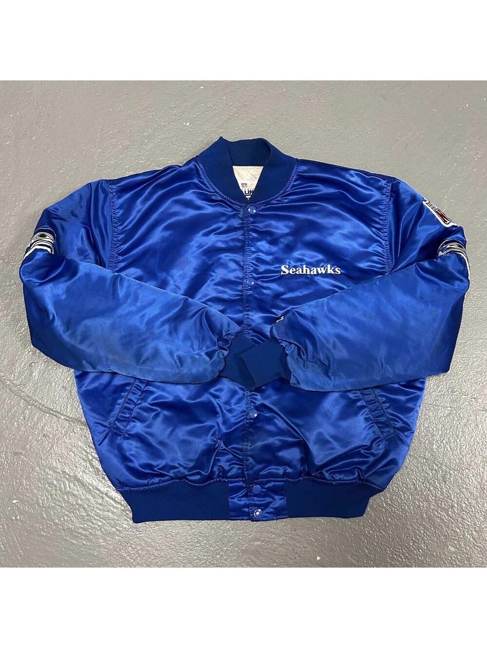 VINTAGE 90s Starter NFL Pro Line Seattle Seahawks Satin Blue Jacket Size XL